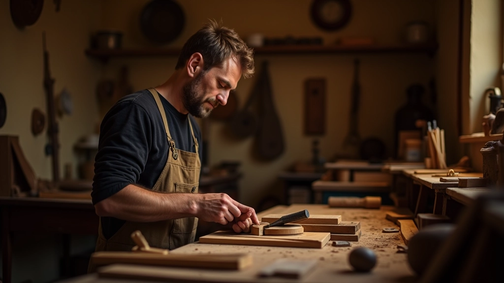 Maestro artigiano al lavoro nel suo laboratorio tradizionale dell'Oltrarno