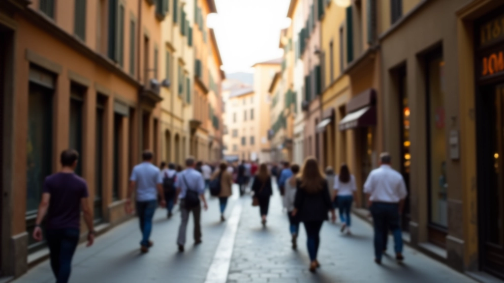 Strada acciottolata del quartiere Oltrarno con negozi tradizionali e facciate rinascimentali